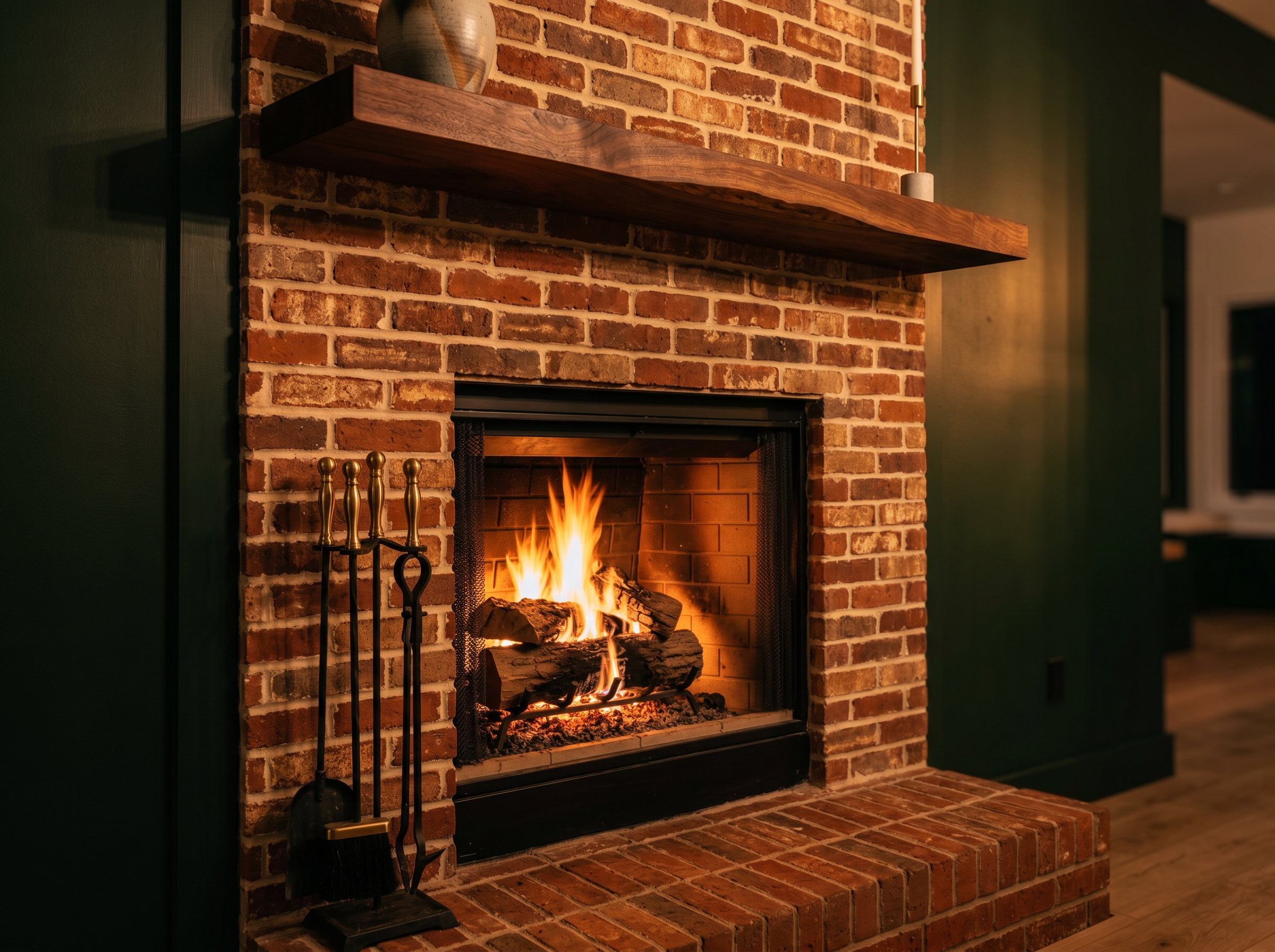 Custom brick fireplace — May Construction